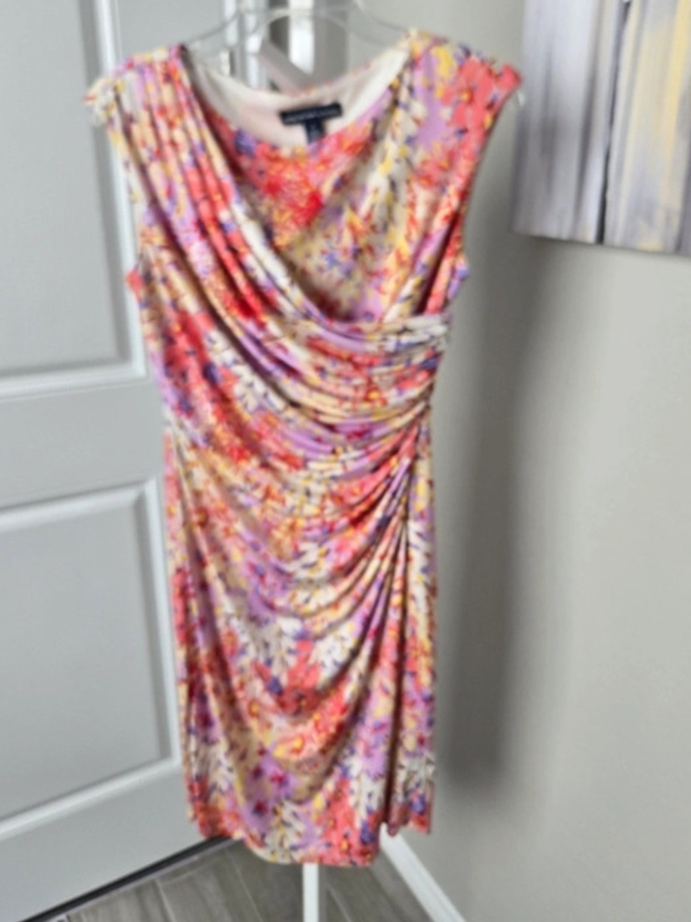 American Living Multicolor Floral Draped Dress